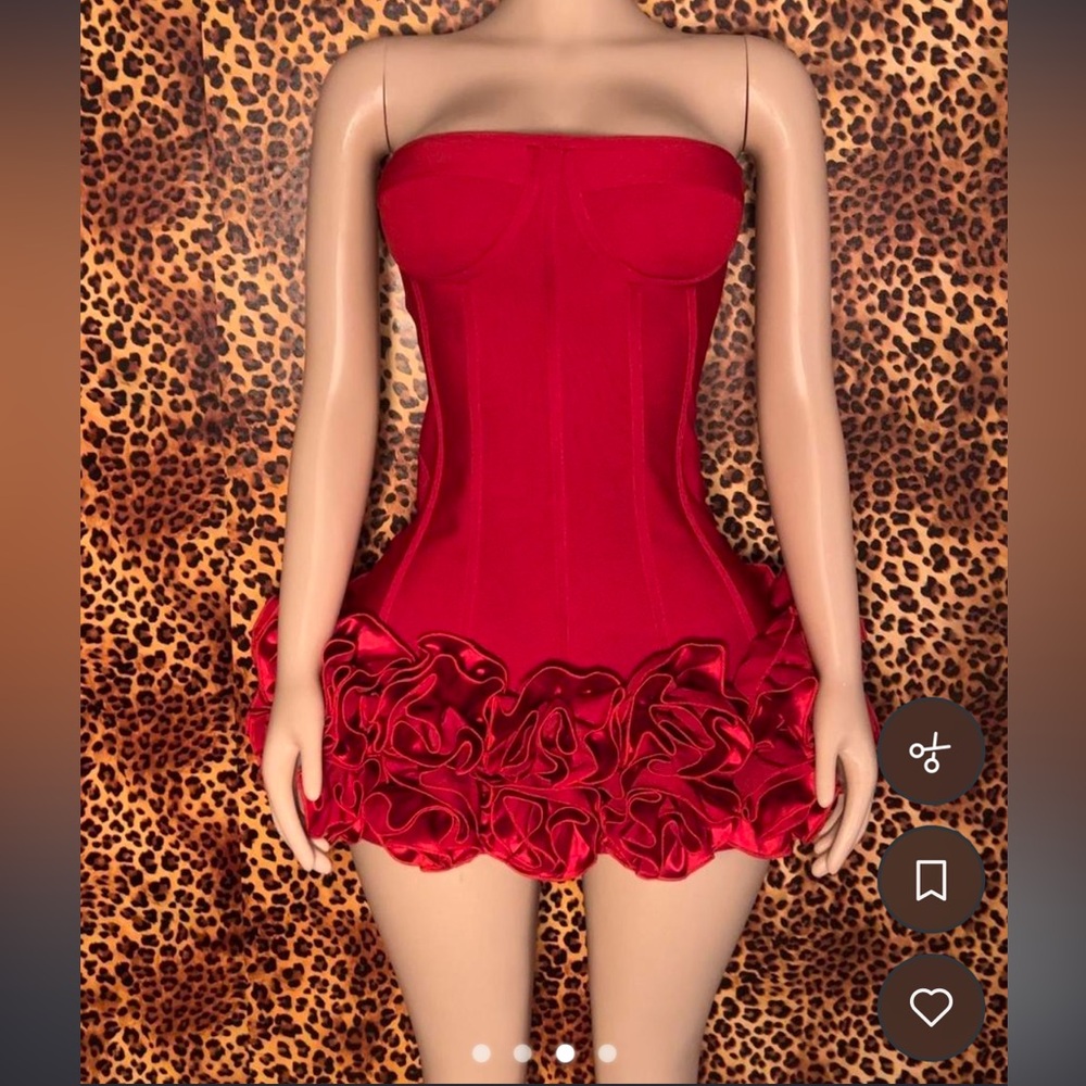 Red Ruffled Corset Dress